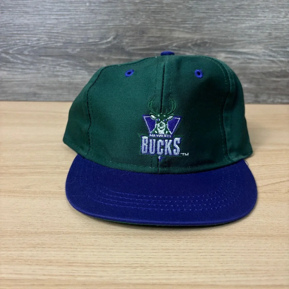 Vintage Milwaukee Bucks Hat Cap Kids Green Purple NBA Basketball Deadstock
